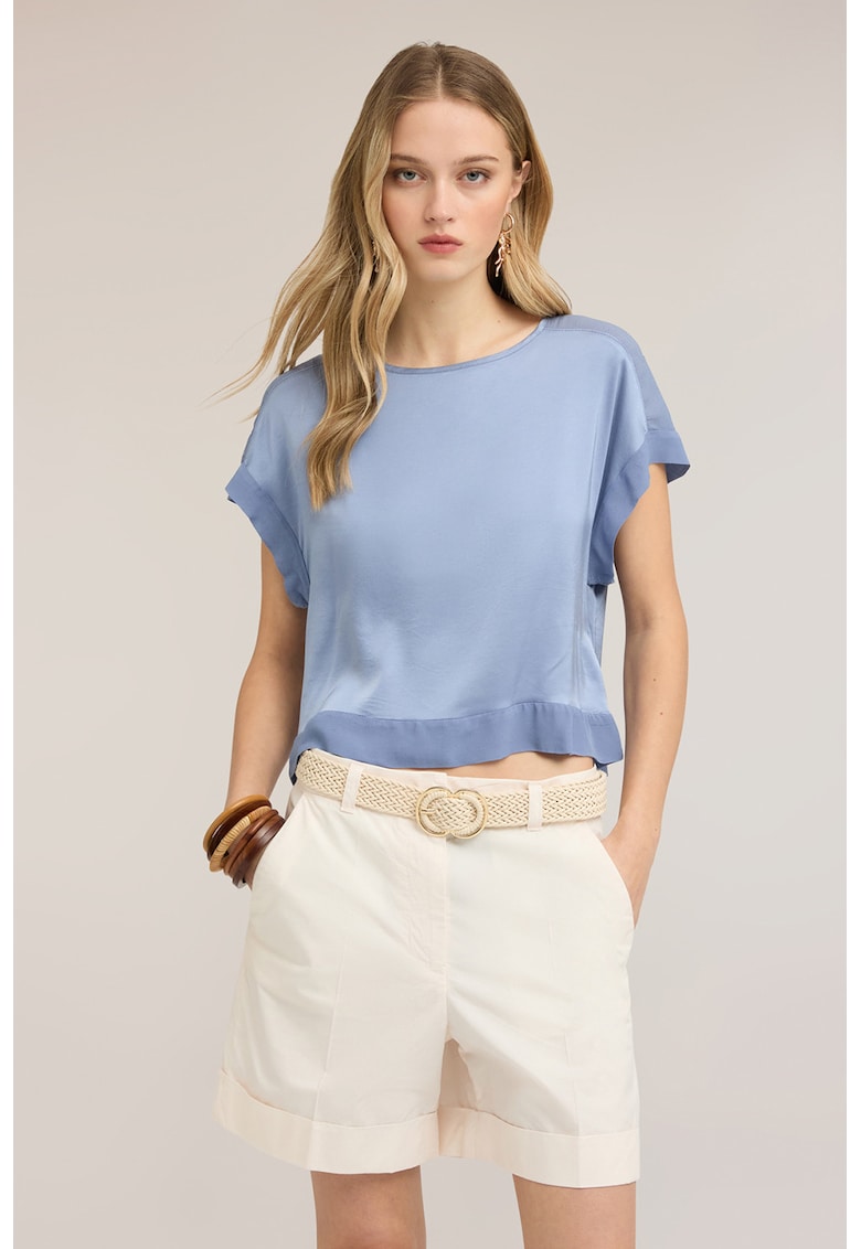 Bluza lejera cu maneci scurte - Albastru pastel