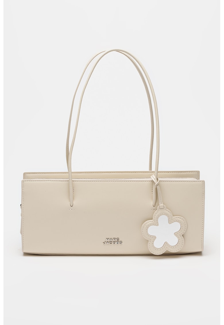 Geanta satchel din piele cu bareta de umar The Glam Mirror - Alb murdar
