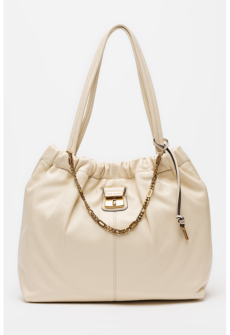 Geanta tote din piele The Cristina - Alb fildes