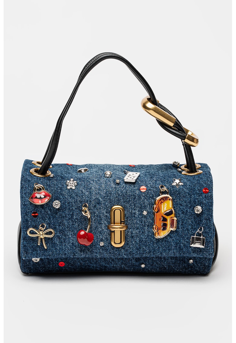Geanta mica din denim The Trinket - Negru/Albastru inchis melange
