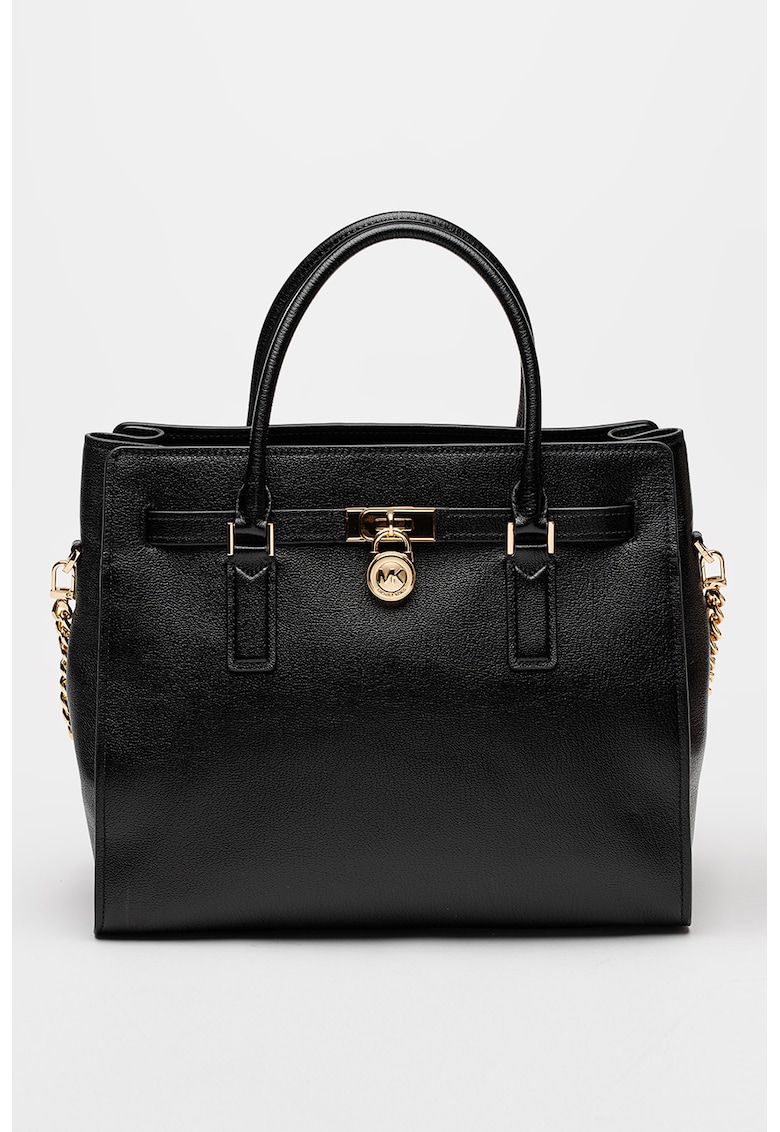 Geanta tote din piele Satchel - Negru