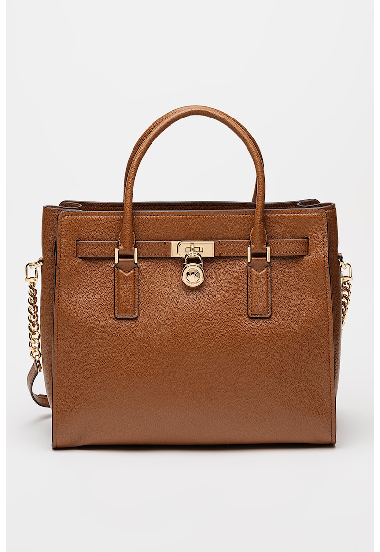 Geanta tote din piele Satchel - Caramel