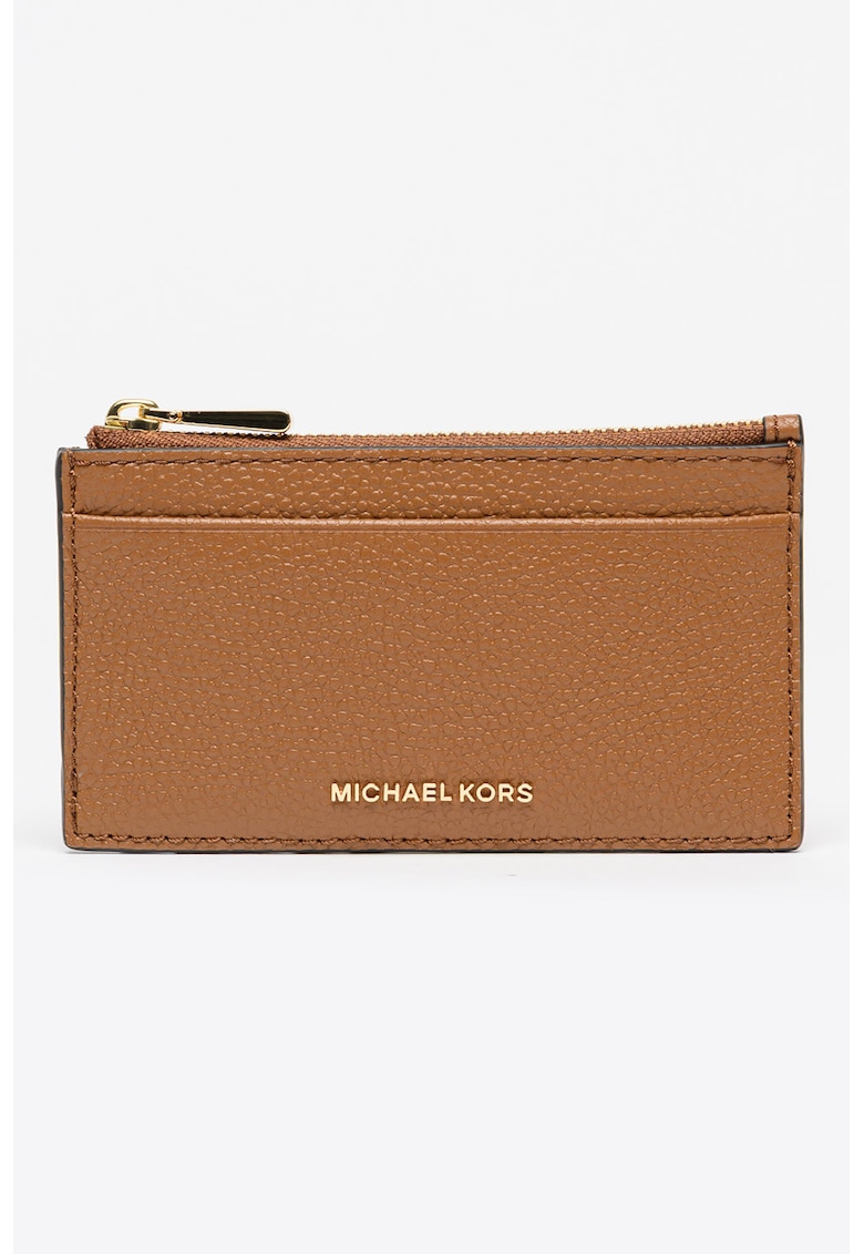 Portcart din piele cu fermoar Jet Set - Caramel