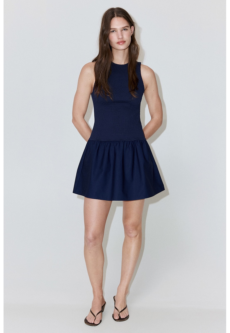 Rochie evazata cu decolteu rotund - Bleumarin