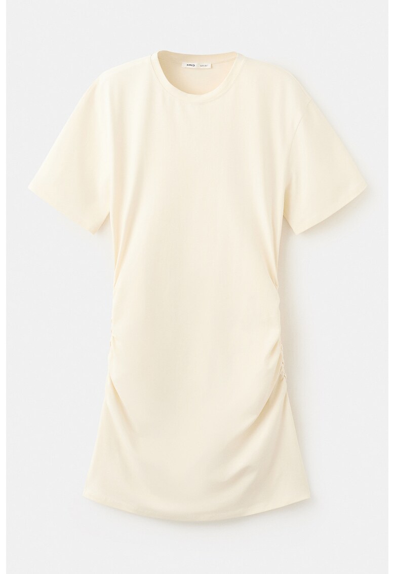 Rochie-tricou cu fonseuri - Galben pal