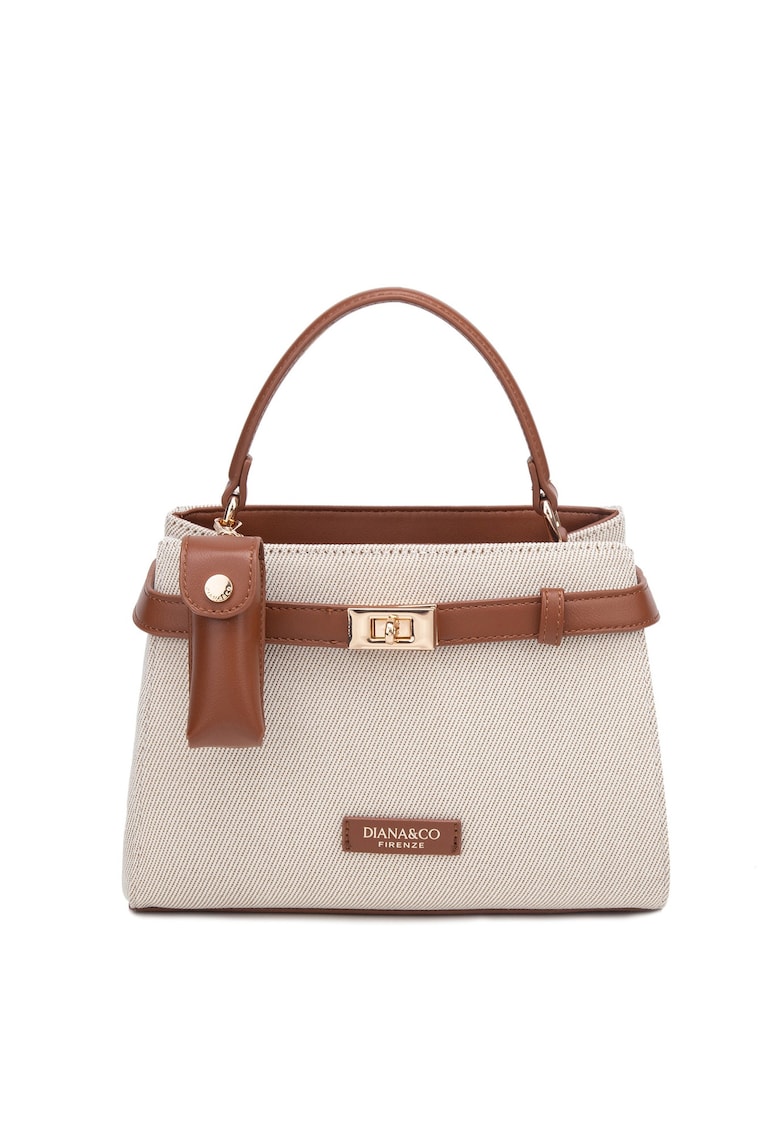 Geanta cu maner - bareta si etui detasabil Elora Nova - Maro cognac/Bej deschis