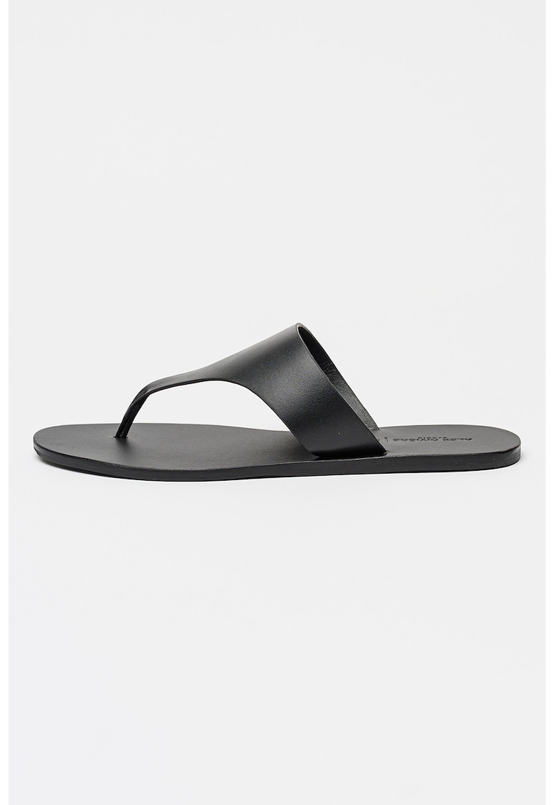 Papuci flip-flop de piele Gaia - Negru