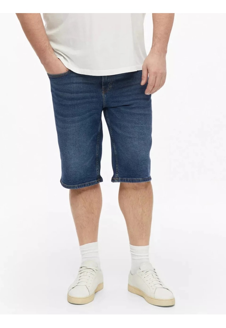 Big Sizes Pantaloni scurti de blug - barbati big sizes - Casby cu croiala Relaxed fit - Albastru inchis