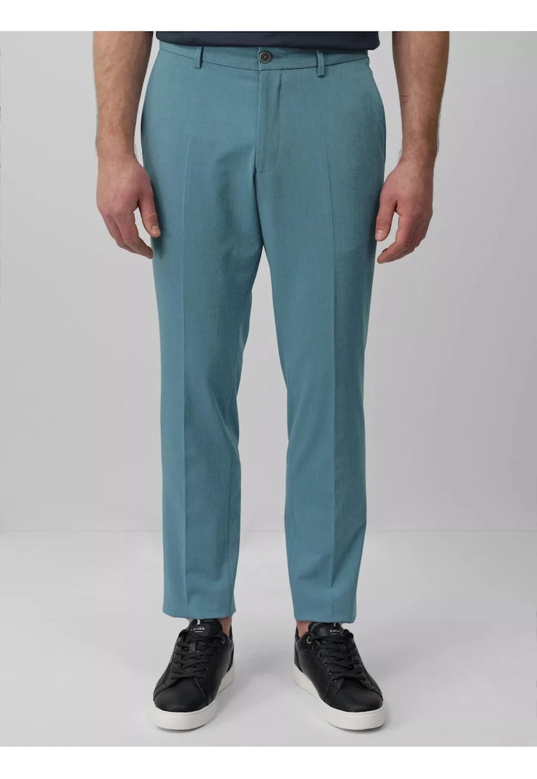 Pantaloni costum barbati - cu talie medie si croiala Slim fit - Albastru