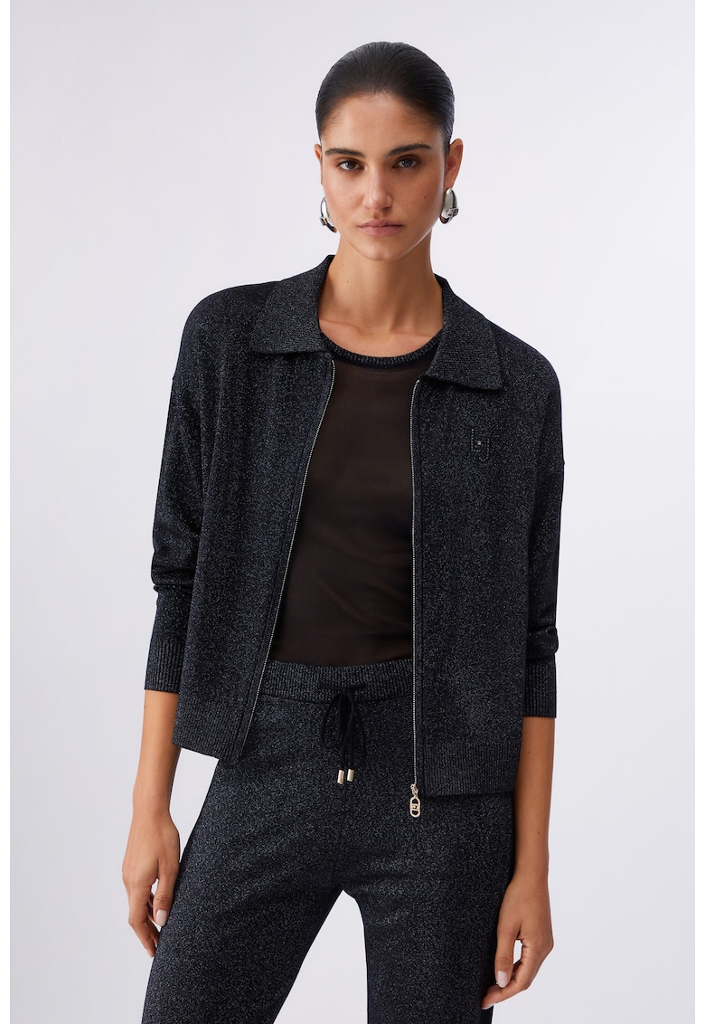 Set de top si cardigan din lurex - 2 piese - Negru
