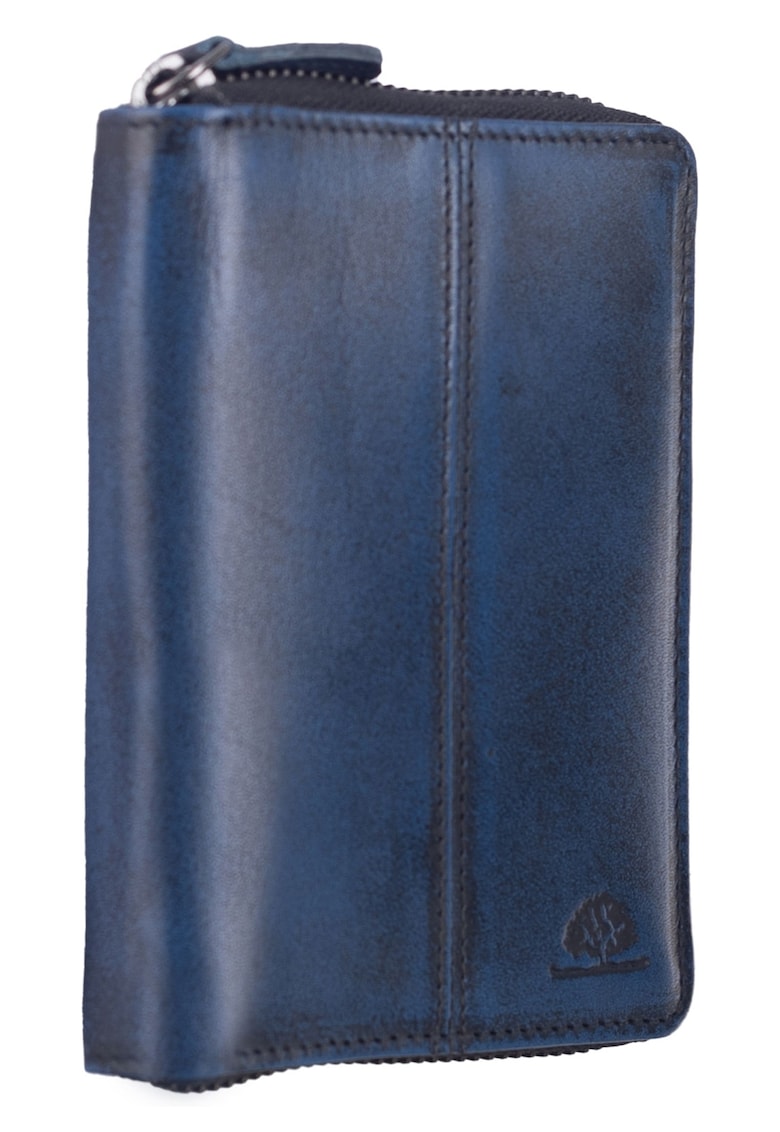 Portofel dama piele naturala 10 x - Destressed - wqdwqfwq - Bleumarin