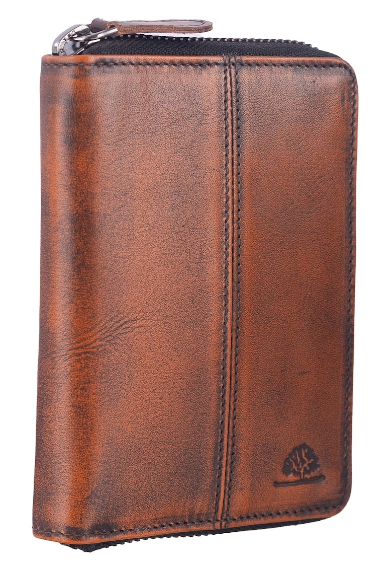 Portofel dama piele naturala 10 x - Destressed - wqdwqfwq - Coniac