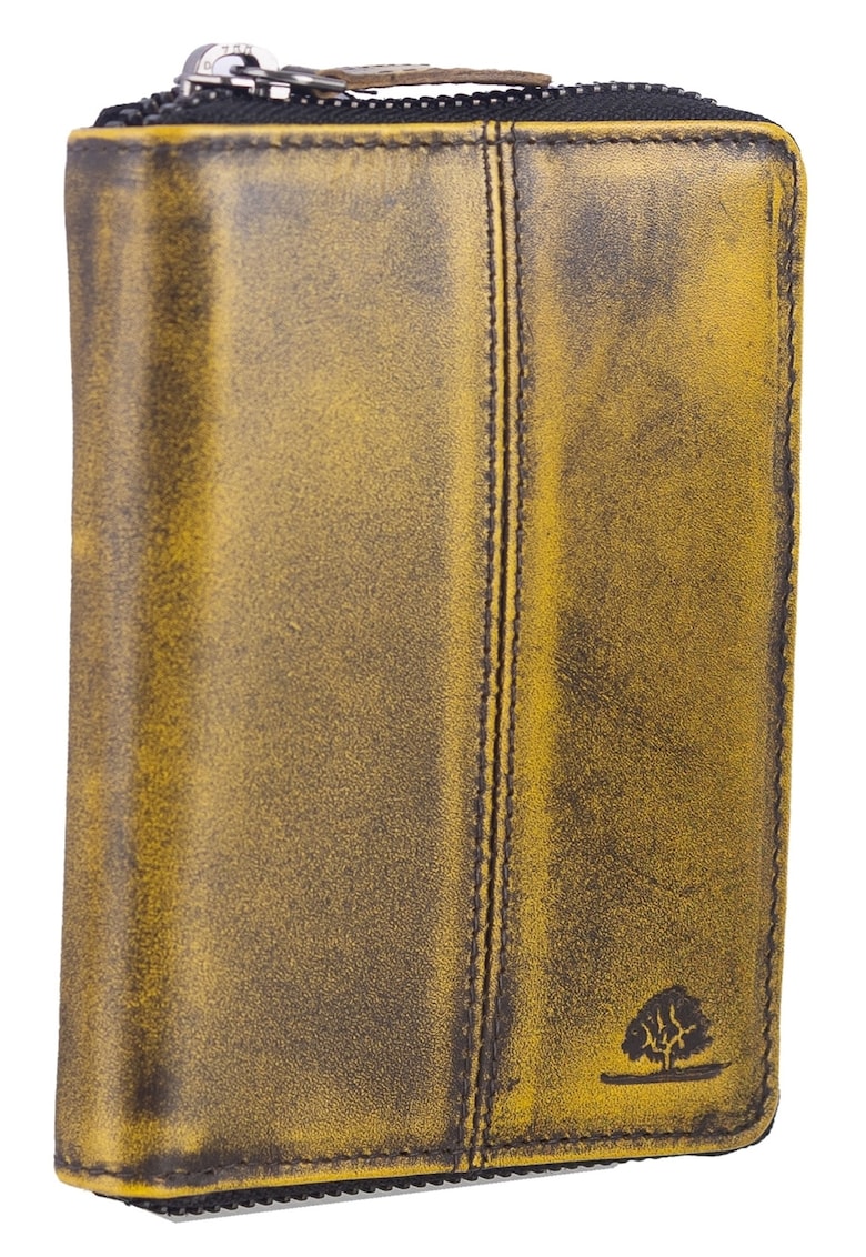 Portofel dama piele naturala 10 x - Destressed - wqdwqfwq - Galben