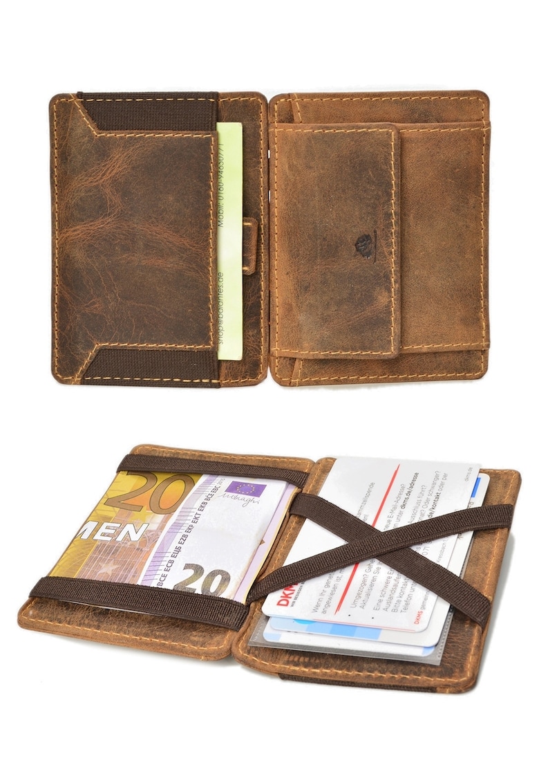 Portofel dama piele naturala 10.5 x 7.5 x 1.5 cm - Vintage RFID - - Maro