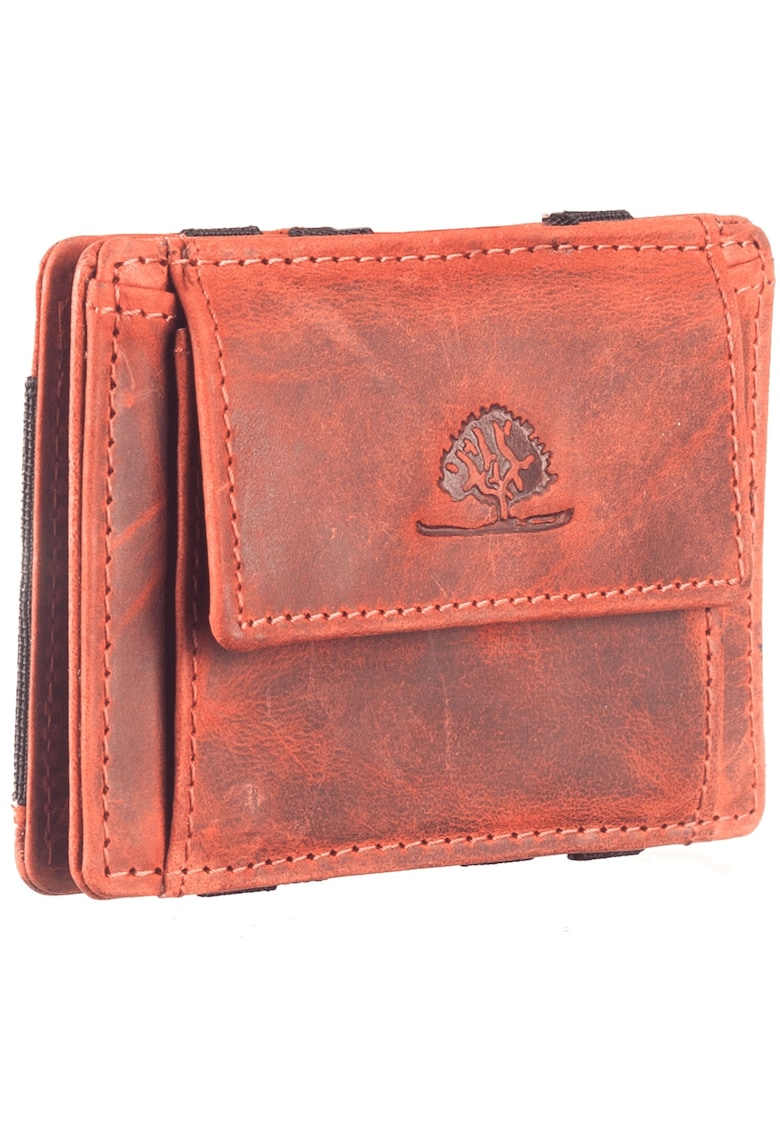 Portofel dama piele naturala 10.5 x 7.5 x 1.5 cm - Vintage RFID - - Caramiziu