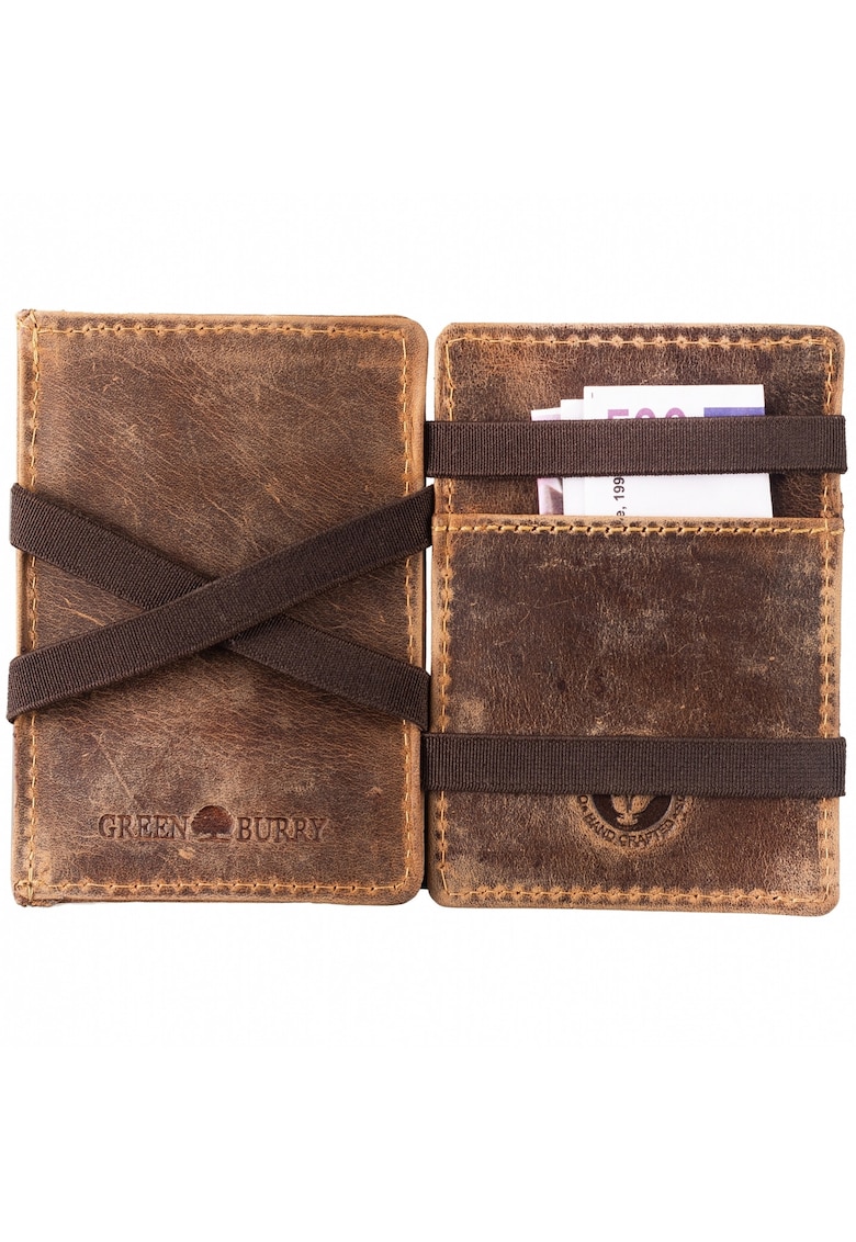 Portofel dama piele naturala maro antichizat 10.5 x 7.5 x 2.5 cm - VINTAGE RFID -