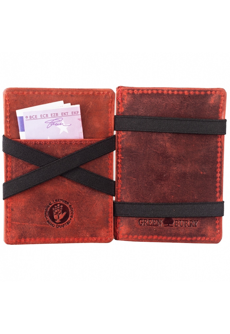 Portofel dama piele naturala caramiziu 10.5 x 7.5 x 2.5 cm - VINTAGE RFID -