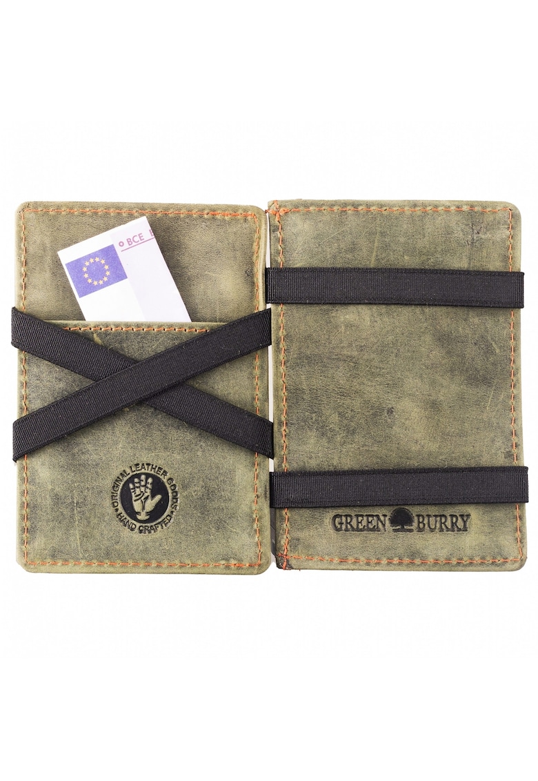 Portofel dama piele naturala verde 10.5 x 7.5 x 2.5 cm - VINTAGE RFID -