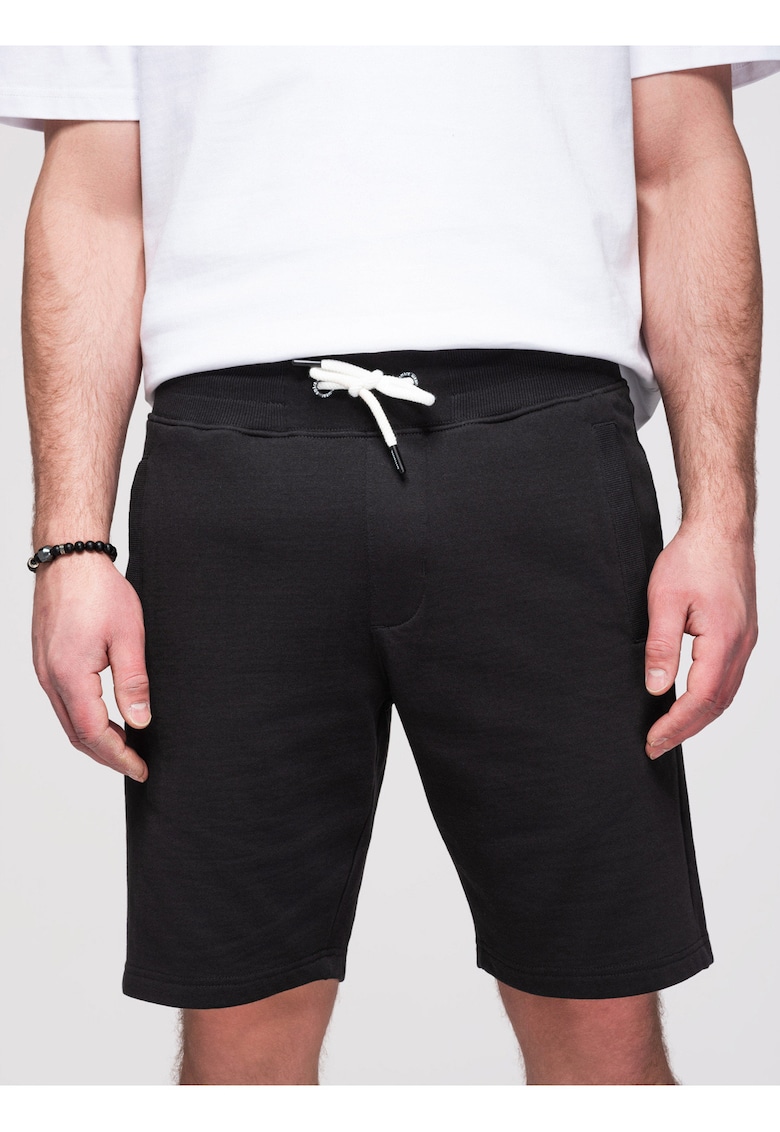 Pantaloni scurti din bumbac cu croiala lejera - Negru