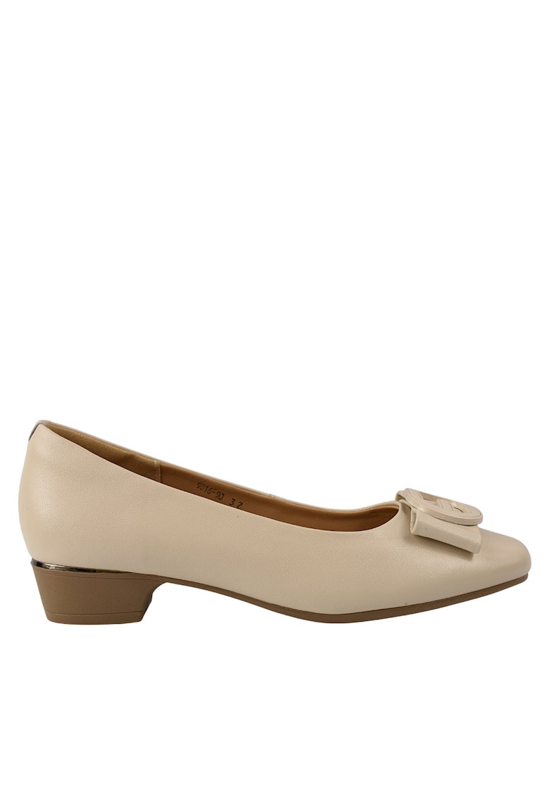 Balerini 9816-90 crem - piele naturala - cu toc - Crem