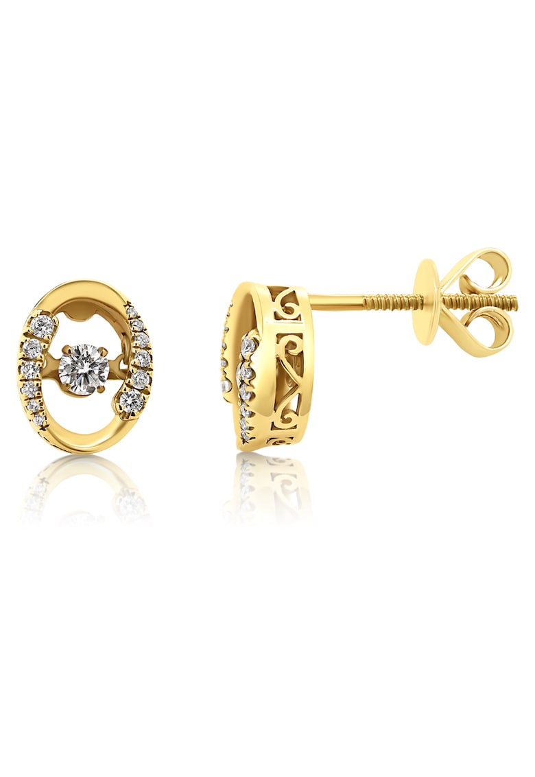Cercei din aur galben de 18K cu Diamante naturale