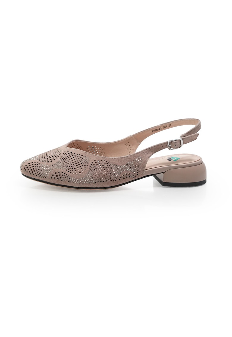 Pantofi Decupati 2601504 din piele naturala Taupe - Maro