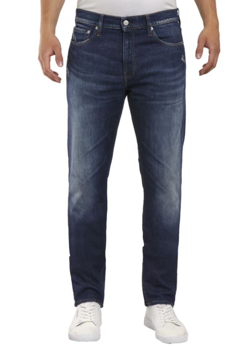 Blugi slim fit cu aspect usor decolorat