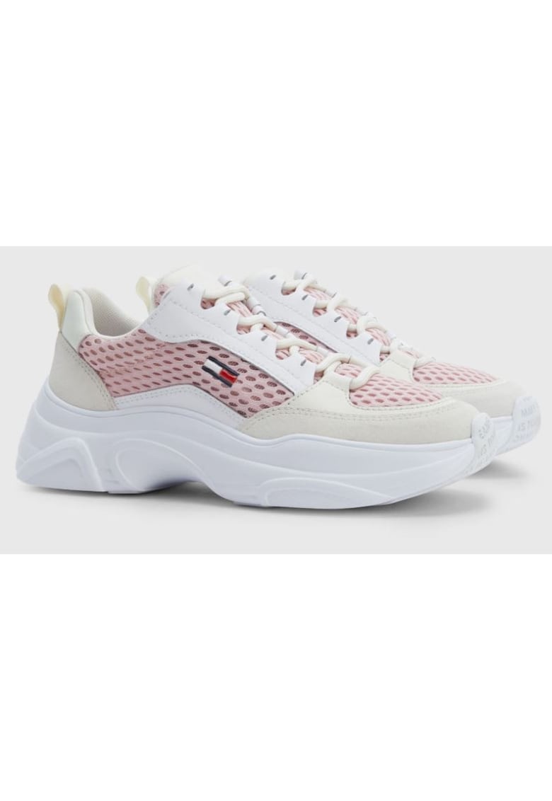 Pantofi sport din panza cu insertii de piele