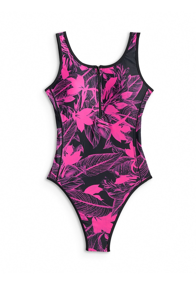 Costum de baie intreg - Croiala slim - Negru/Roz