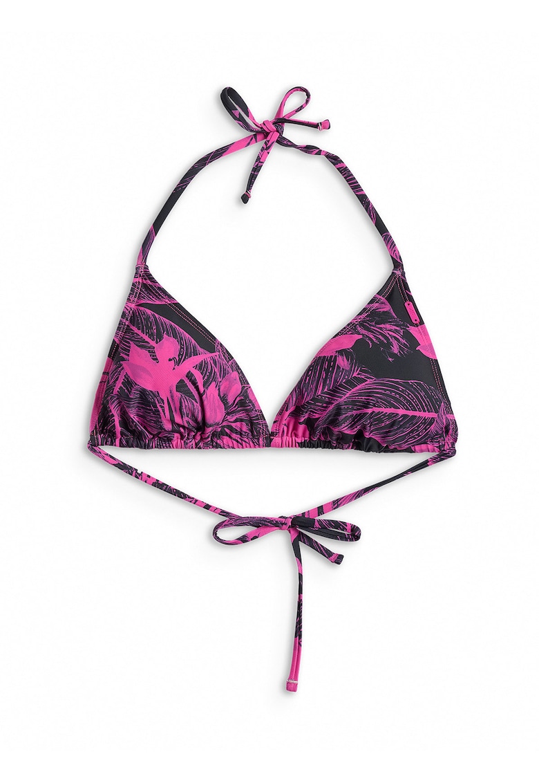 de dama - top de bikini - bretele ajustabile - cupe detasabile - Negru/Roz
