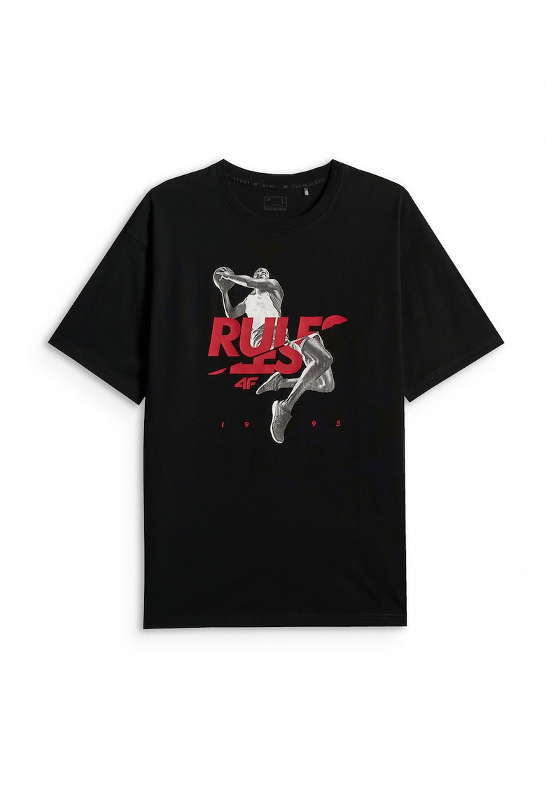 Tricou sport lejer - imprimeu - negru -