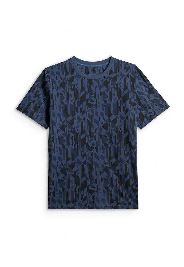 Tricou barbati regular - imprimeu - bleumarin - din bumbac