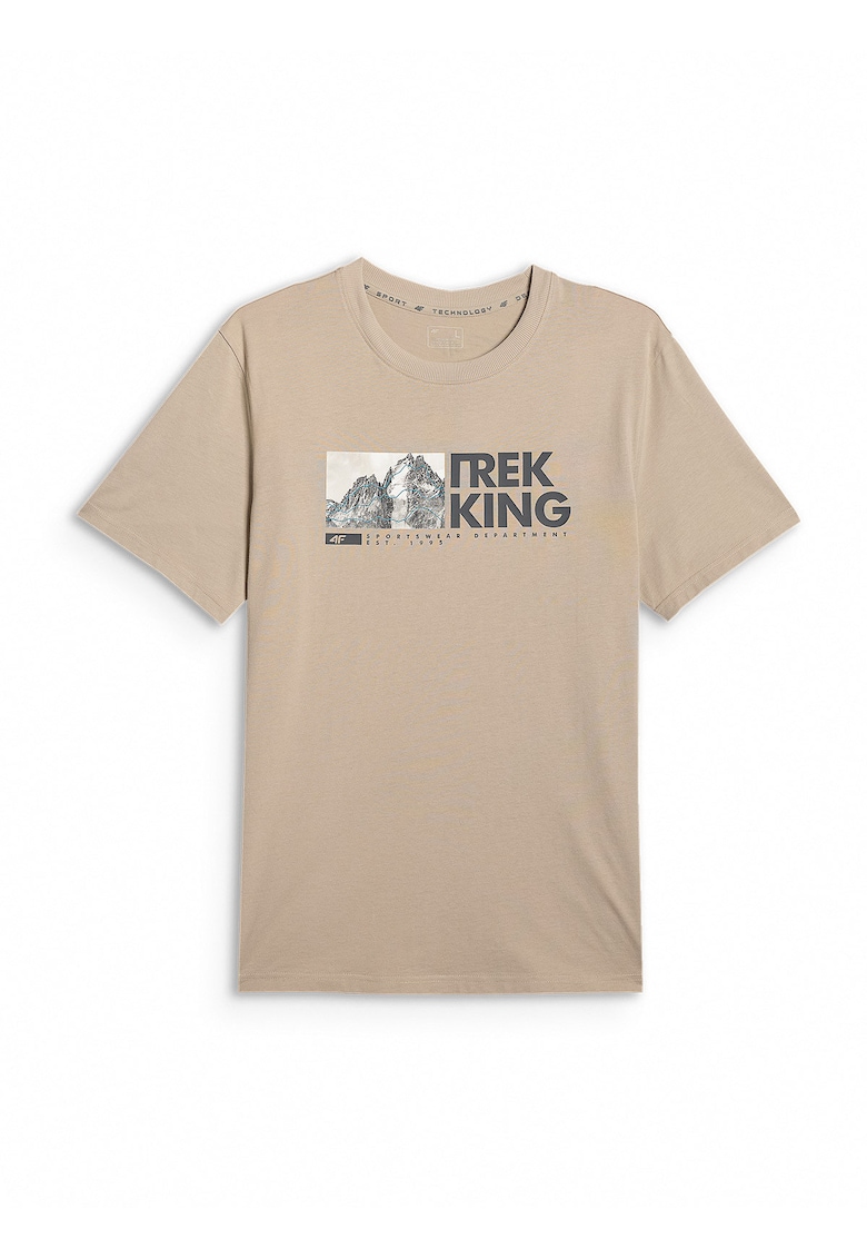 Tricou barbati regular - imprimeu - bej - bumbac