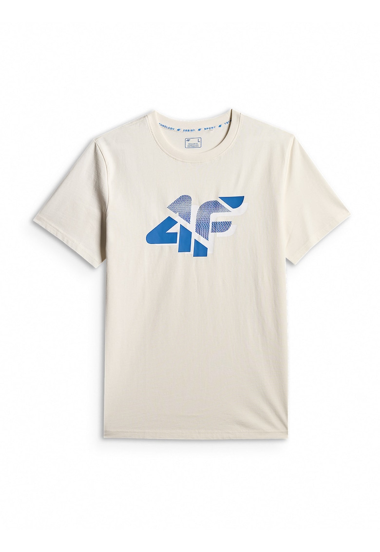 Tricou barbati regular - imprimeu - bej - din bumbac