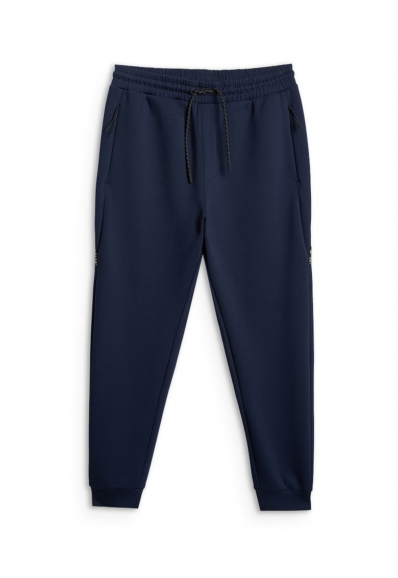 Pantaloni barbati bleumarin - talie medie - 2 buzunare cu fermoar - croiala regulata