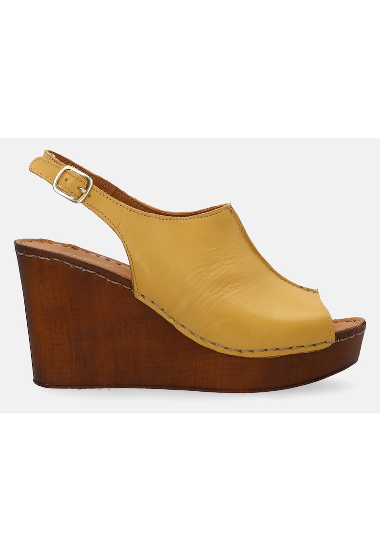 Sandale din piele cu talpa wedge
