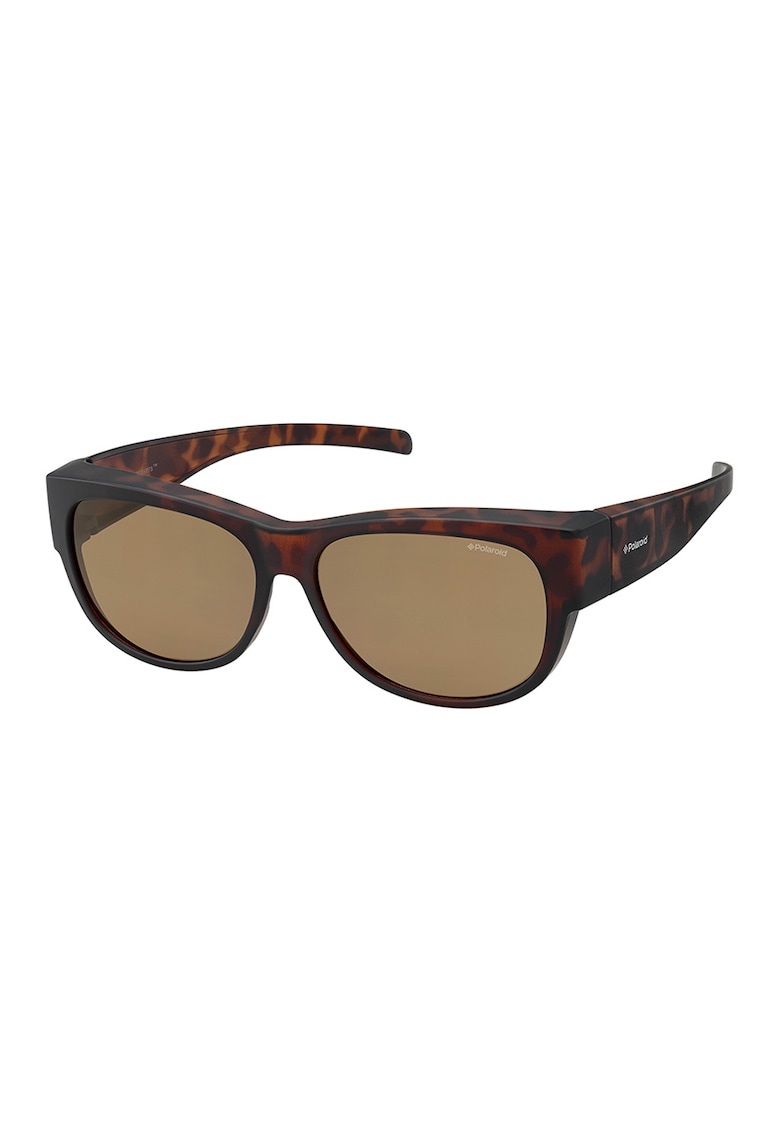 Ochelari de soare ovali unisex polarizati - Maro cognac/Negru