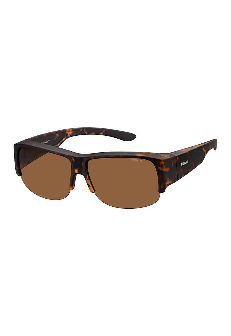 Ochelari de soare unisex dreptunghiulari polarizati - Negru/Maro