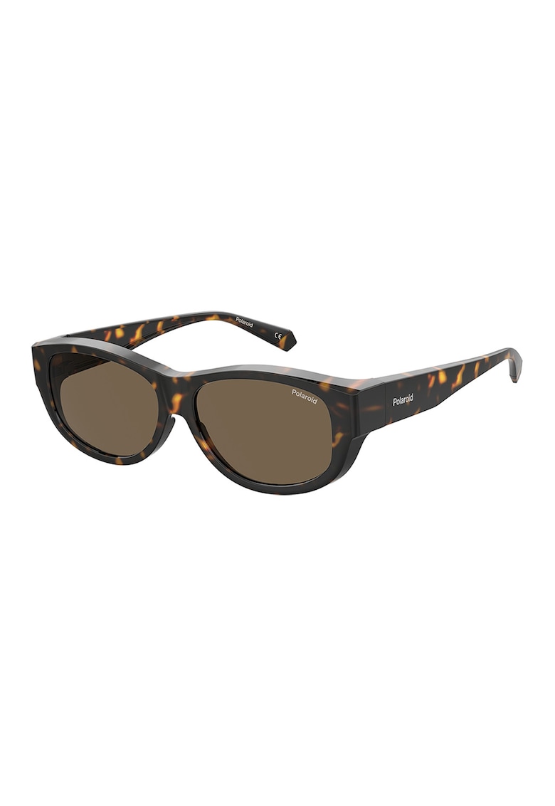 Ochelari de soare ovali unisex polarizati - Negru/Maro