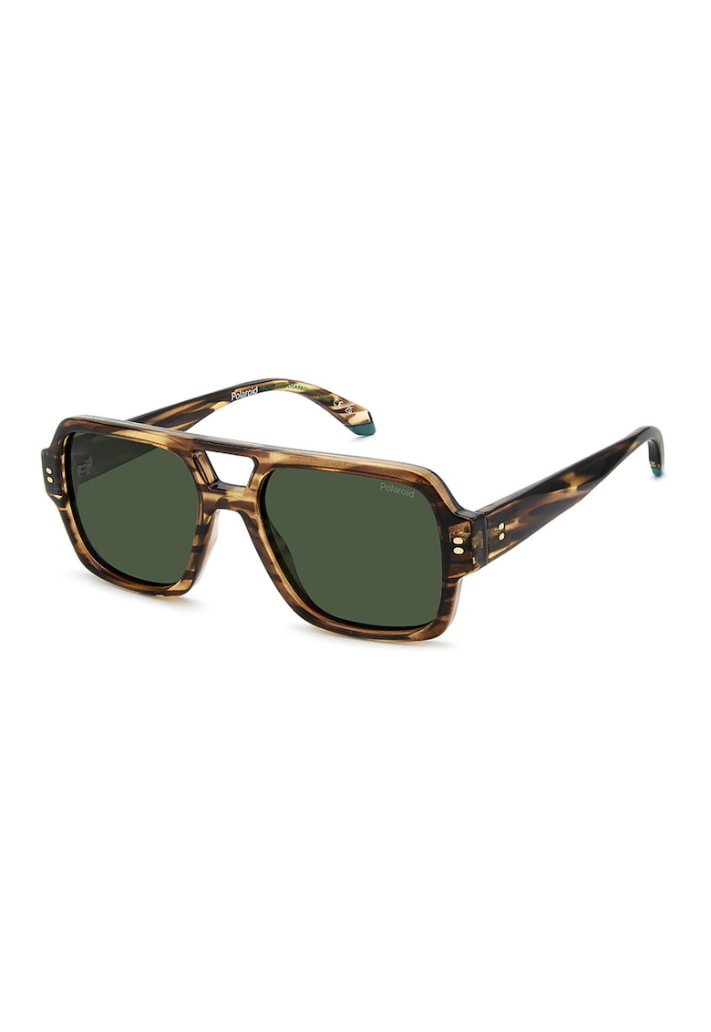 Ochelari de soare aviator cu lentile polarizate - Negru/Maro deschis