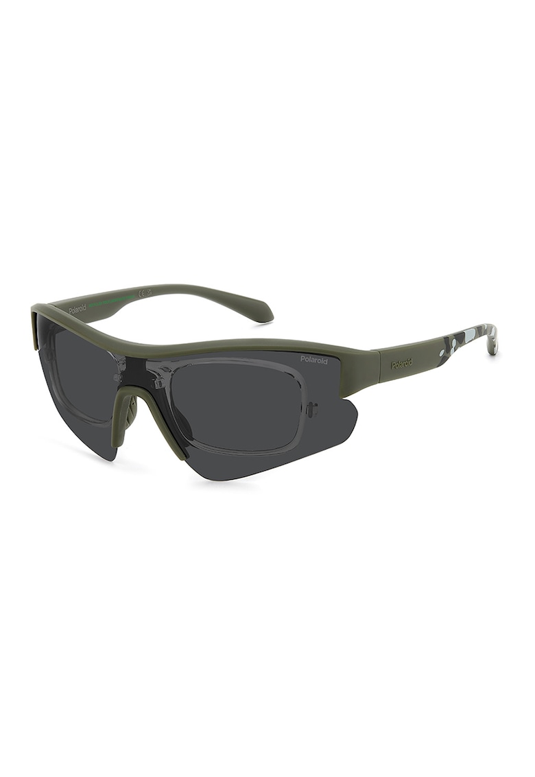 Ochelari de soare wrap cu lentile polarizate - Negru/Gri cenusiu/Verde masliniu inchis