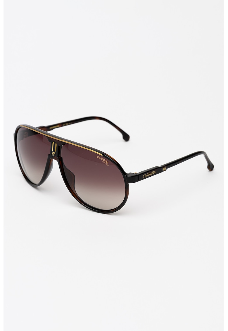 Ochelari de soare unisex ovali - Auriu/Negru stins