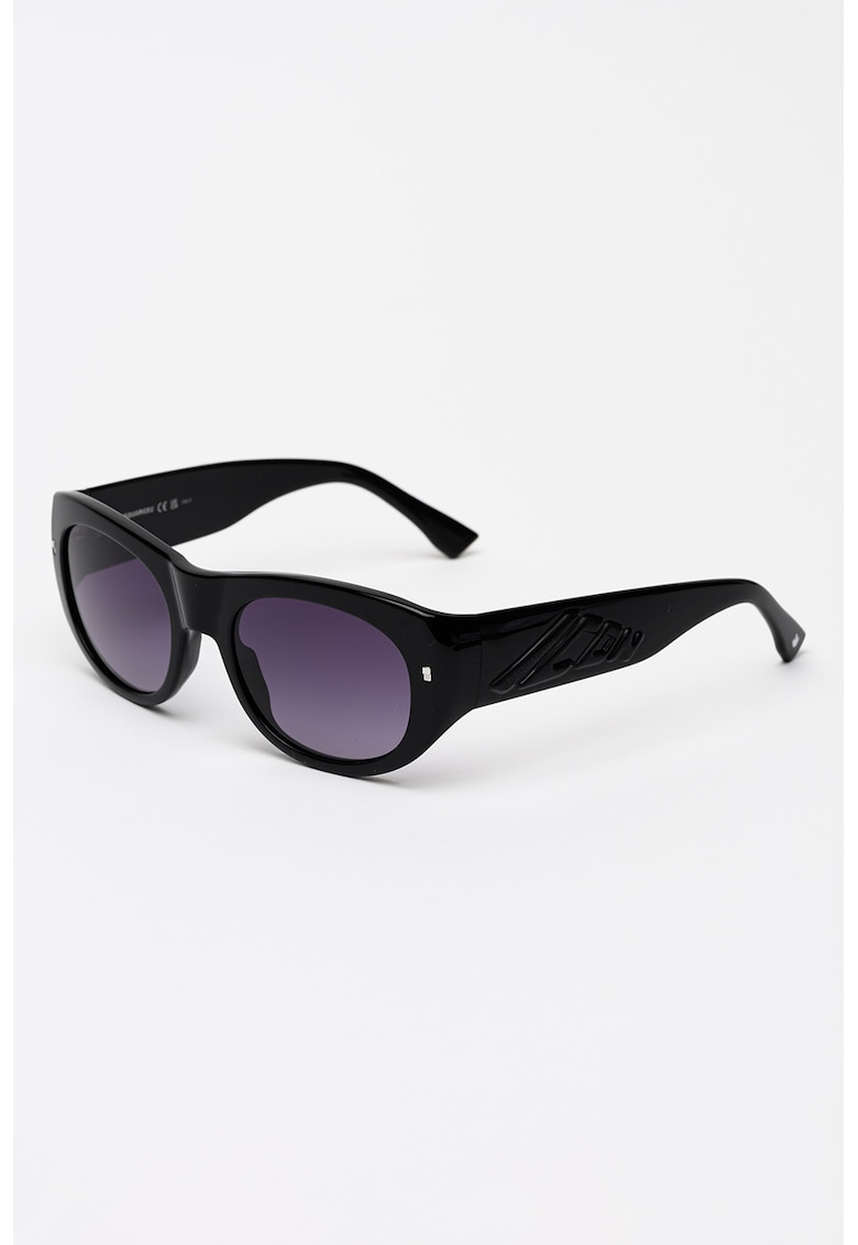 Ochelari de soare ovali cu lentile in degrade - Negru