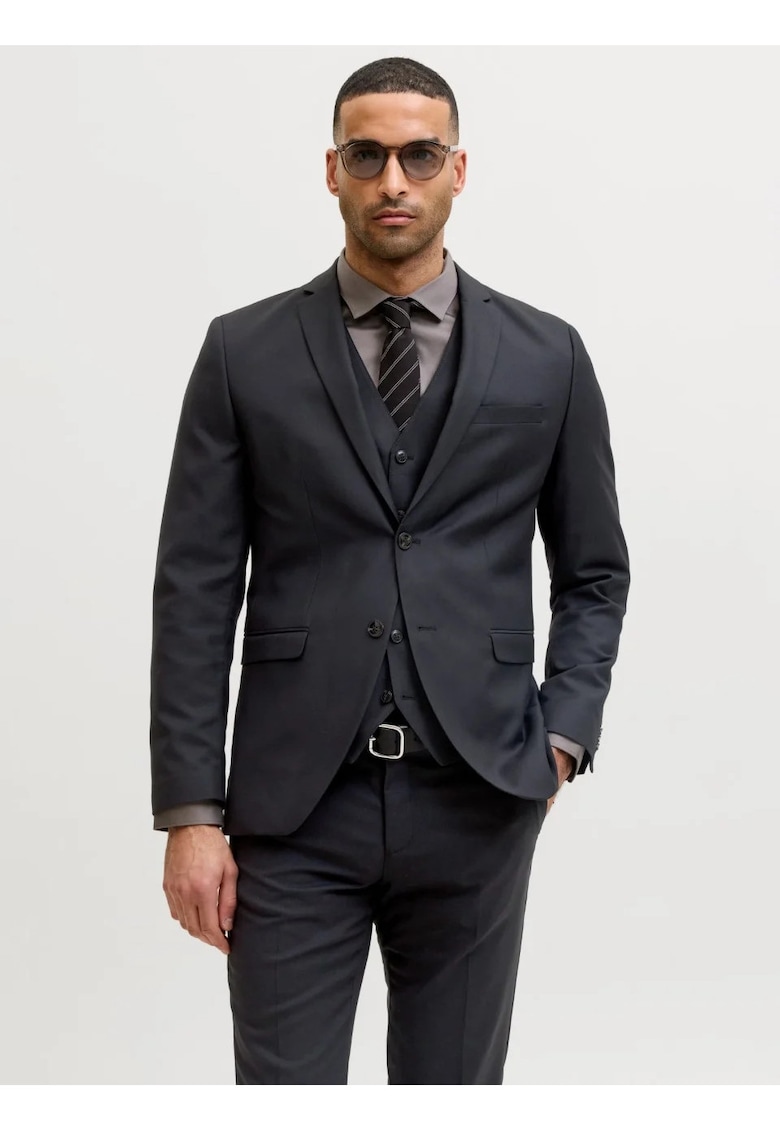 Sacou barbati - din amestec de lana - Super Slim - JPRSOLARIS Premium - Negru
