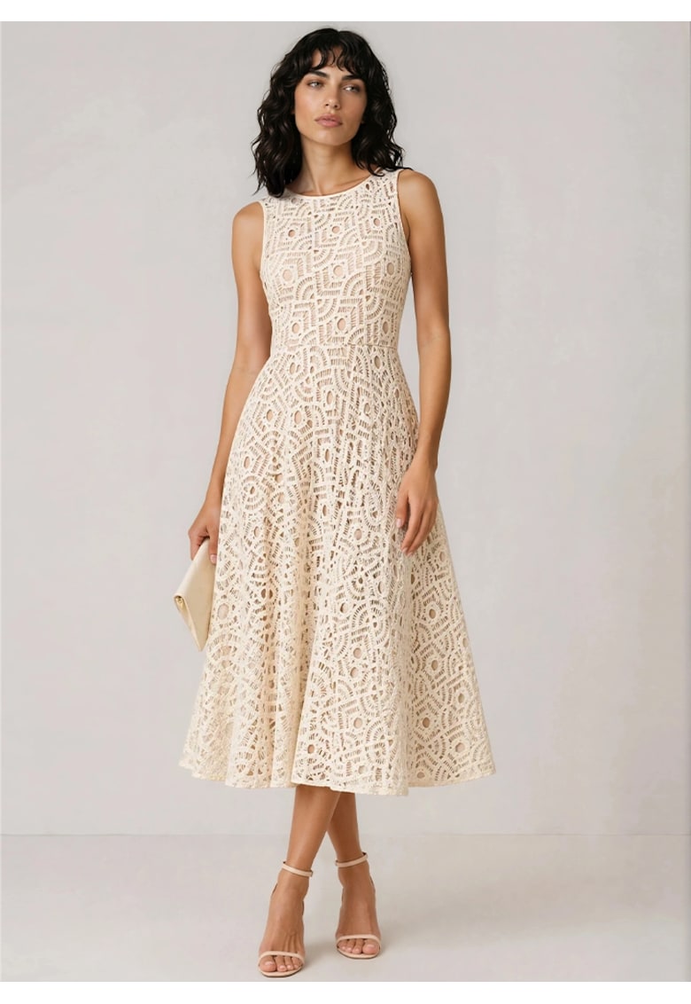 Rochie midi din bumbac macrame CHIARA