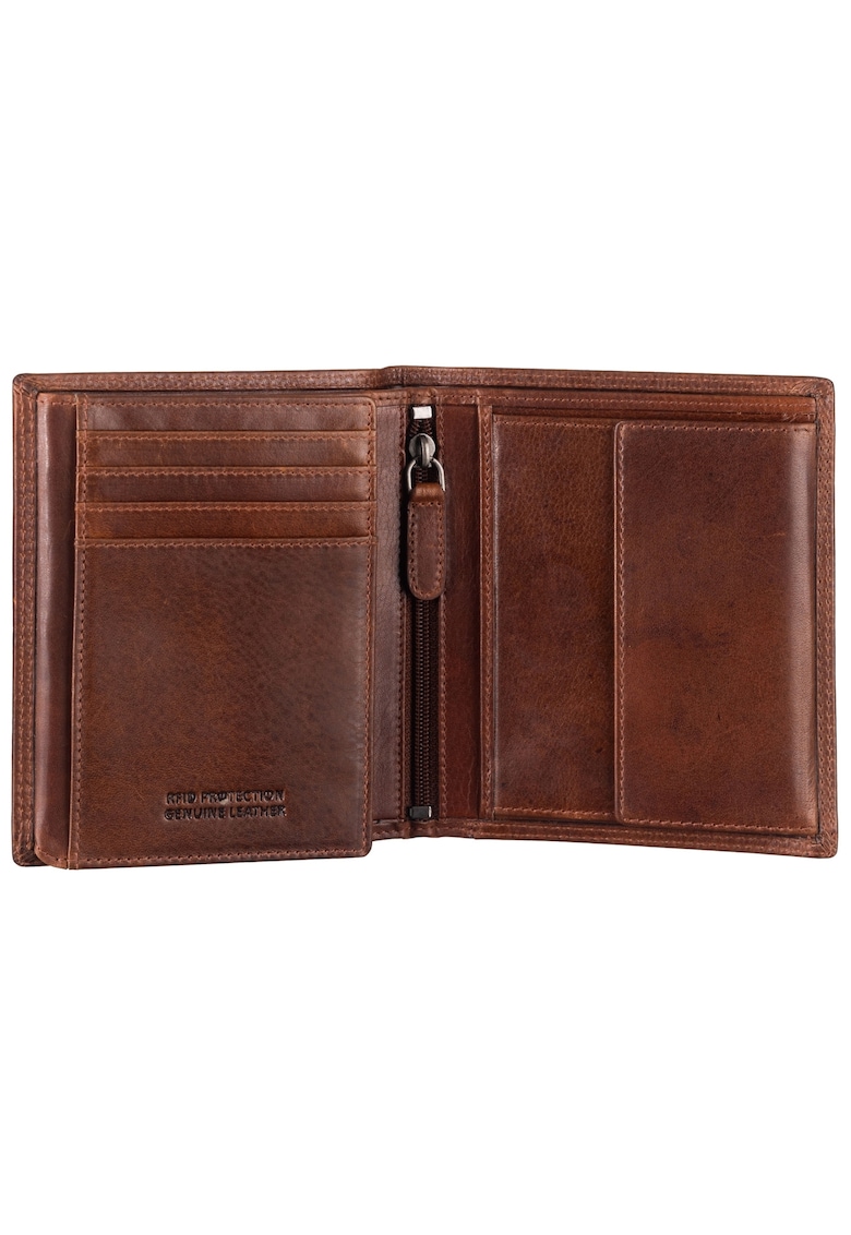 Portofel barbati piele naturala maro 10.5x12.5x2.5cm - Waxy Vintage - protectie RFID