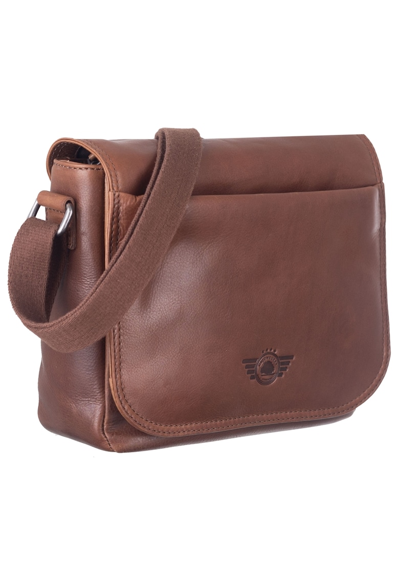 Geantă umăr dama piele naturală maro 26x20.5x9cm - 2 compartimente principale - curea reglabilă