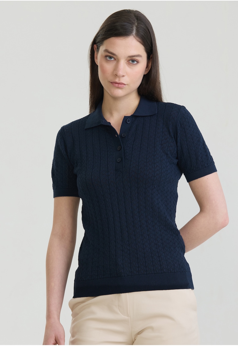 Tricou polo cu perforatii - Albastru ultramarin