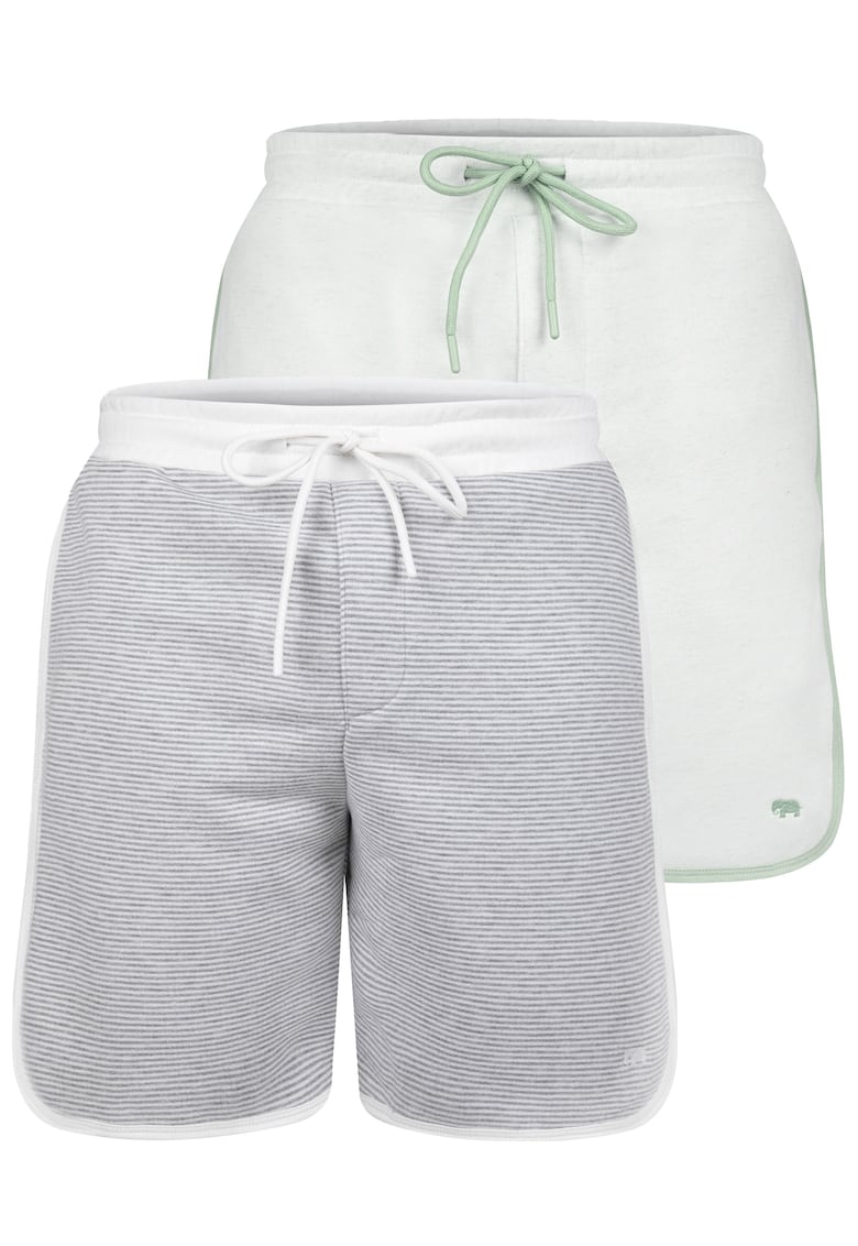 Set de pantaloni de trening scurti cu garnituri contrastante - 2 perechi - Gri/Verde pal
