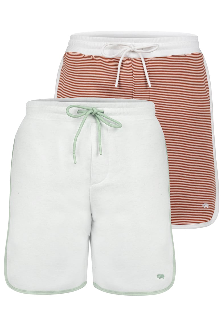 Set de pantaloni de trening scurti cu garnituri contrastante - 2 perechi - Verde pal/Rosu castaniu